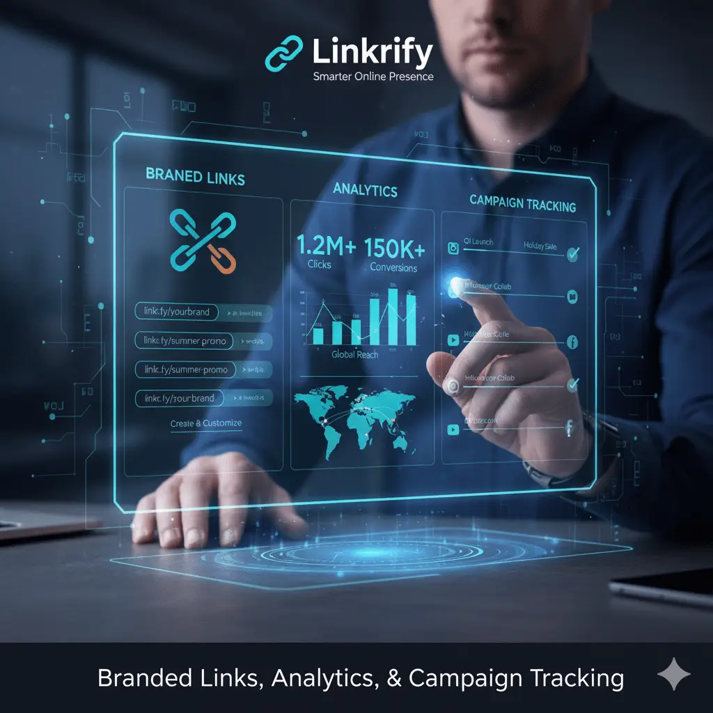 Linkrify link management dashboard with analytics and branded links