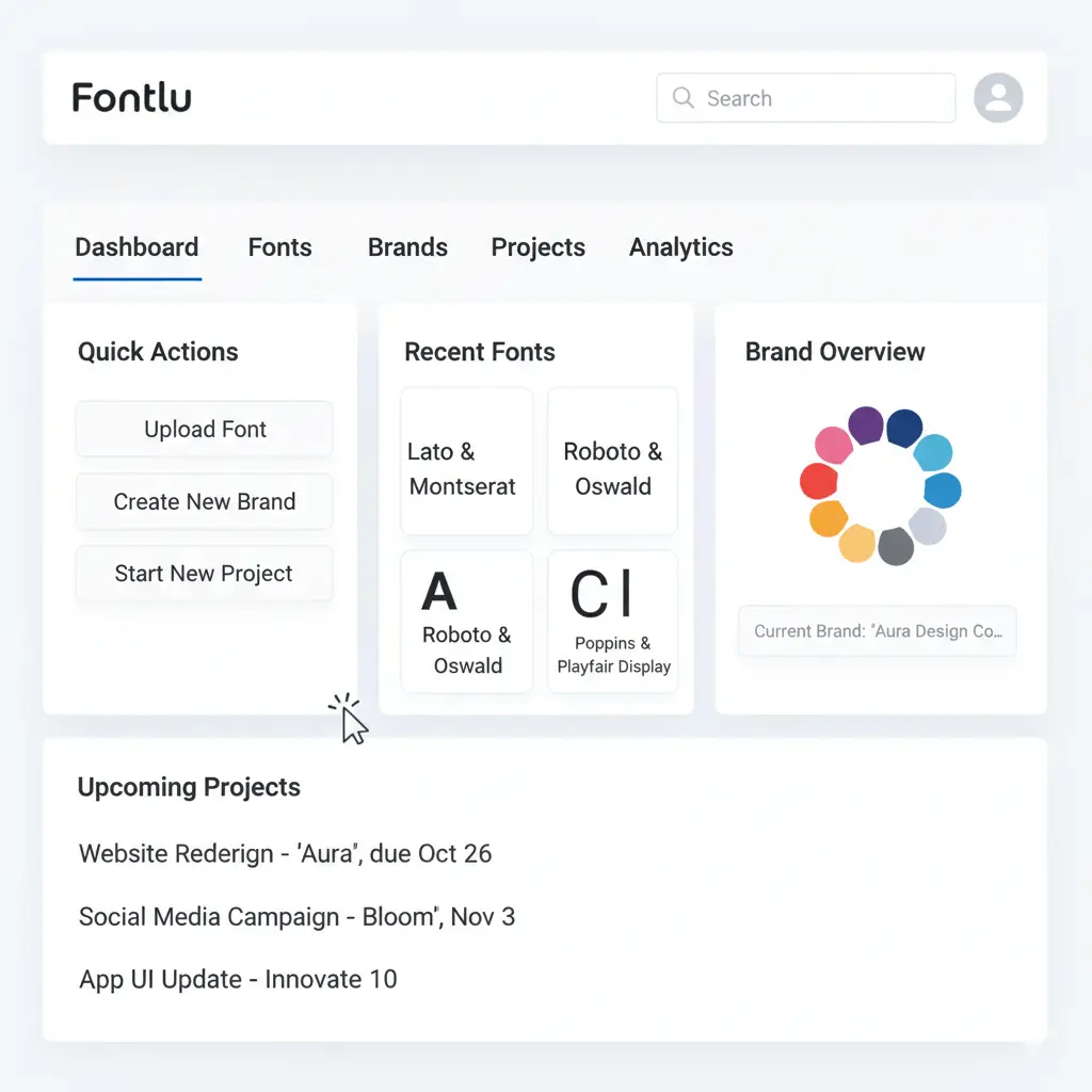 Fontlu digital branding tool interface showing clean typography design