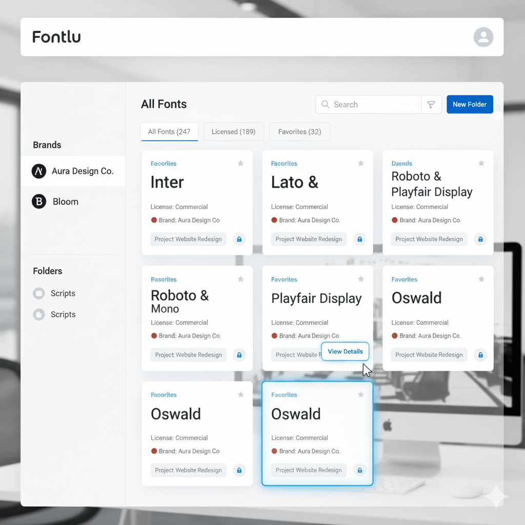 Fontlu dashboard with curated font collections for creators