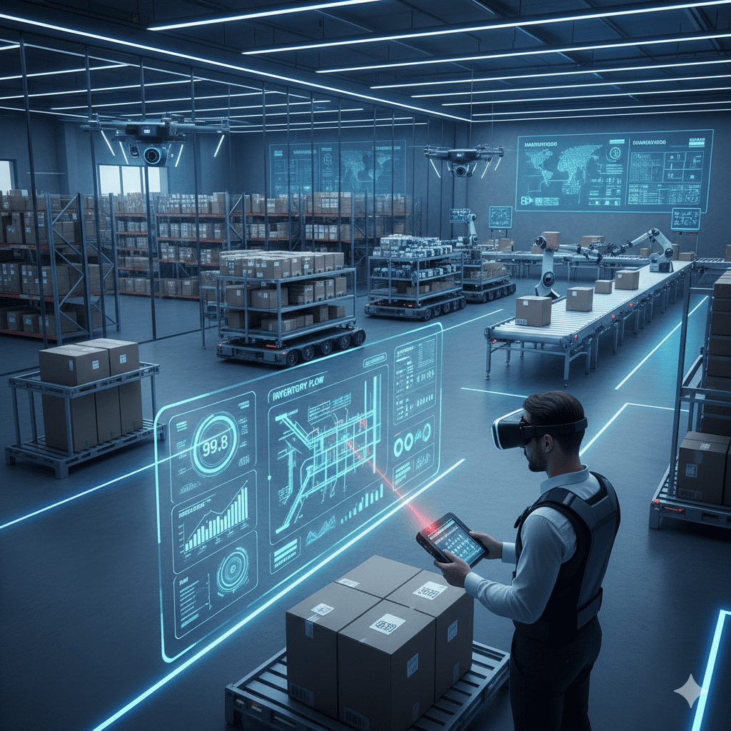 Alt Text: Modern warehouse technology enhancing inventory accuracy